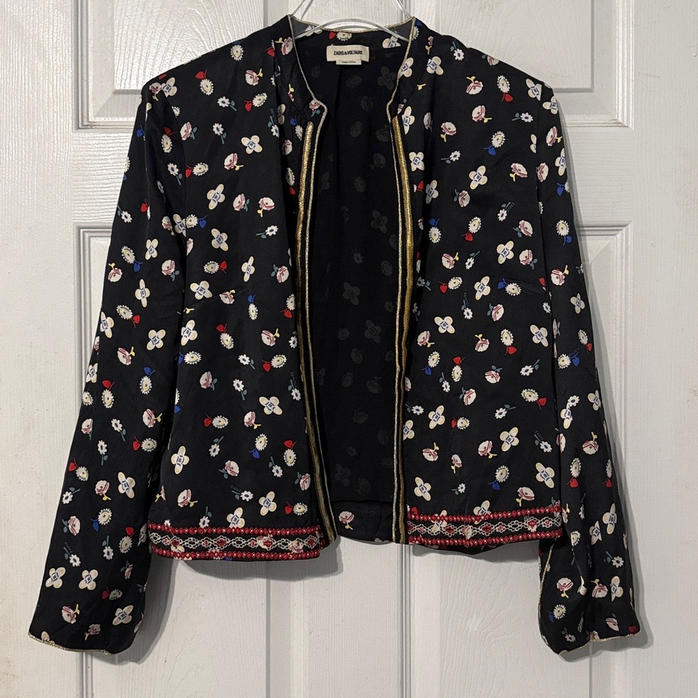 Zadig & Voltaire Vendrix Flower Print Jacket Size US Small (36) - Picture 4 of 9